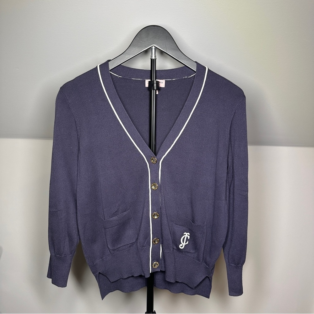 Juicy Couture Navy Cardigan with White Trim